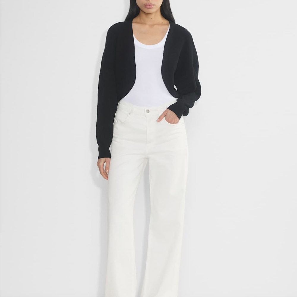 Babaton Black Cropped Open-Front Shrug
